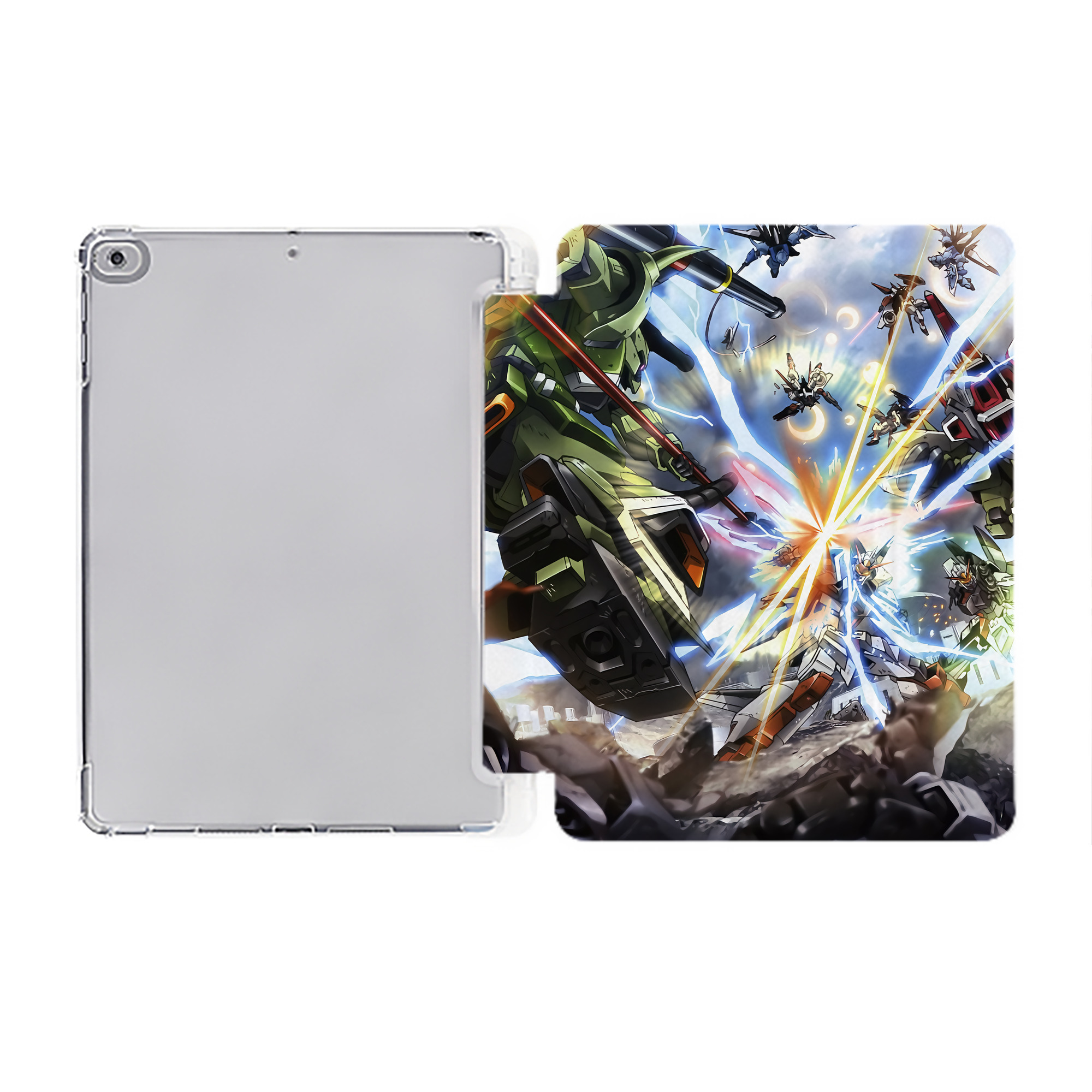 （画像用） 機動戦士ガンダム Mobile Suit Gundam IPad ケース ペン収納付き 三つ折りスタンド PUレザー×シリコン 対応機種9.5/10.5/10.9インチ